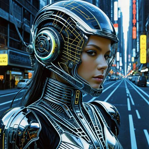 Futuristic Cyborg Woman in Chrome Suit