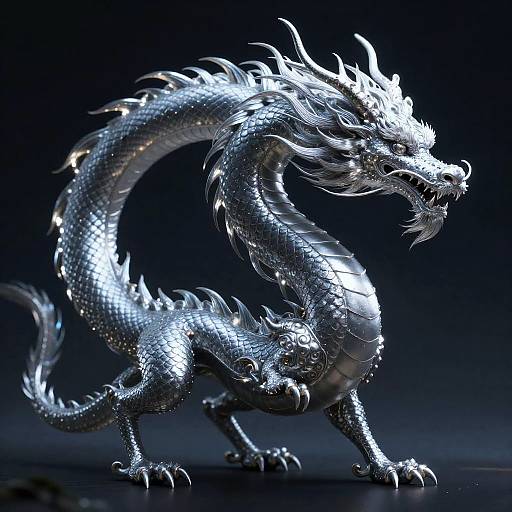 Silver-Curled Celestial Dragon Guardian of Power