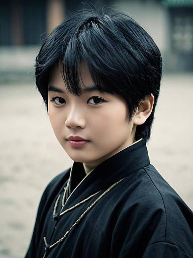 Young Asian Male in Traditional Black Chun Costume