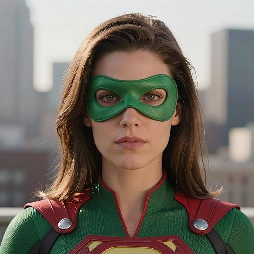 Female Superhero in Green Costume