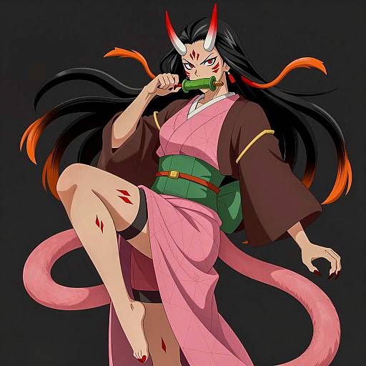 Fierce Female Oni Character Illustration