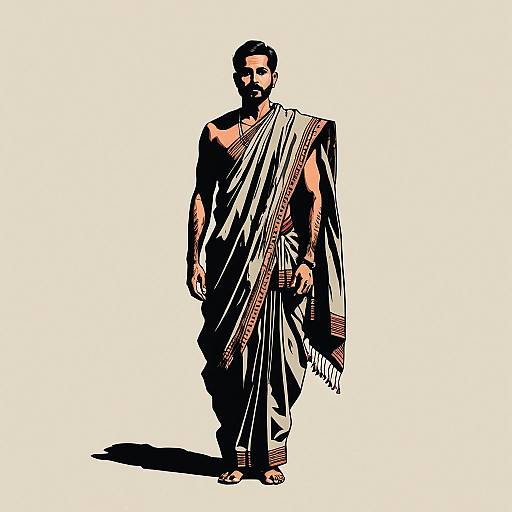 Minimal Flat Illustration: Man in Sari