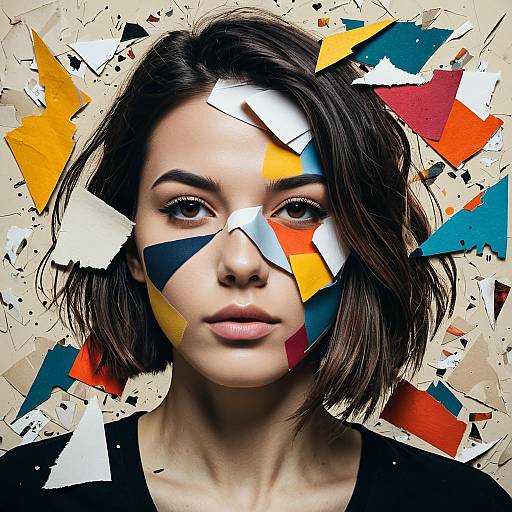Dadaism-Inspired Fragmented Woman Portrait