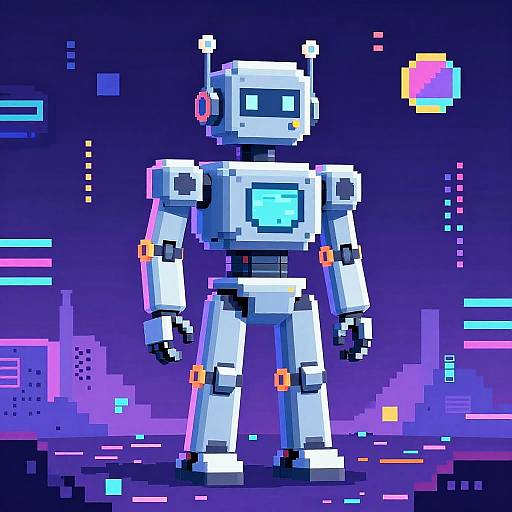 Retro-Futuristic Pixel AI Robot