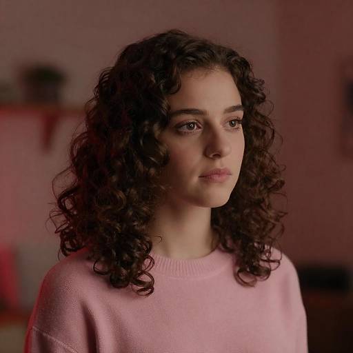 Portrait of a Young Woman in Pink Sweater