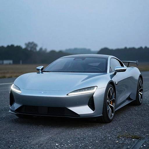Futuristic Sleek Silver-Blue Car