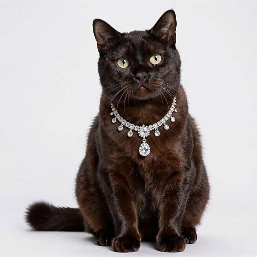 Elegant LaPerm Cat Portrait with Diamonds