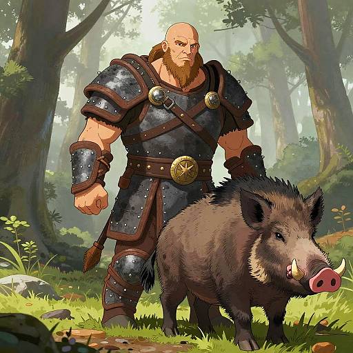 Orcish Barbarian Walking Boar