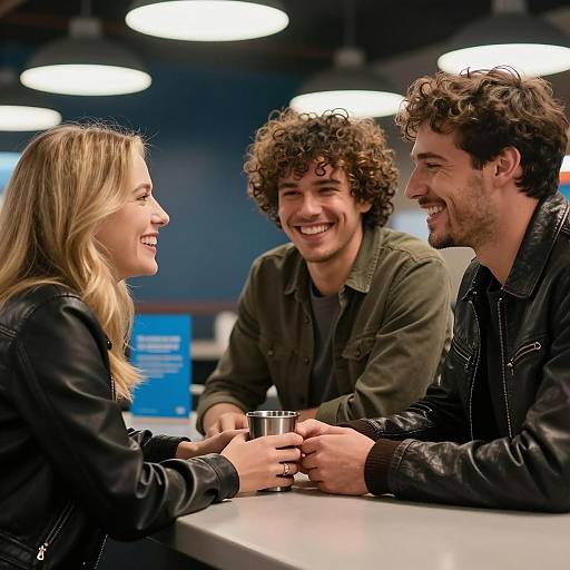 Cheerful Gathering at the Café Counter