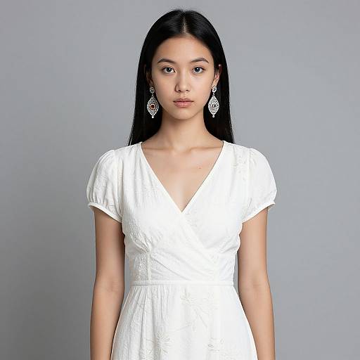 Realistic Floral Engagement Dress Portrait