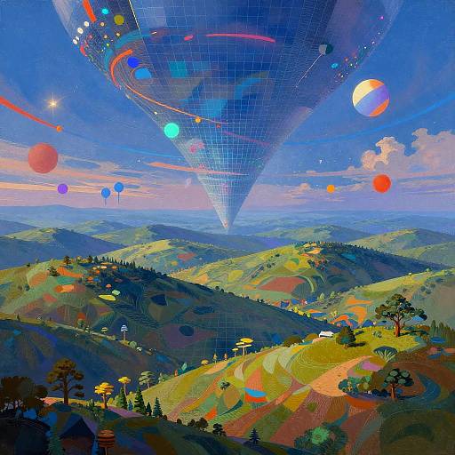 Surreal Landscape: Nature Meets Technology