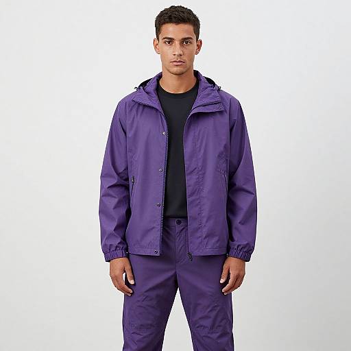 Man in Purple Rain Jacket