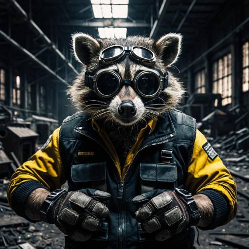 Defiant Raccoon in Abandoned Factory