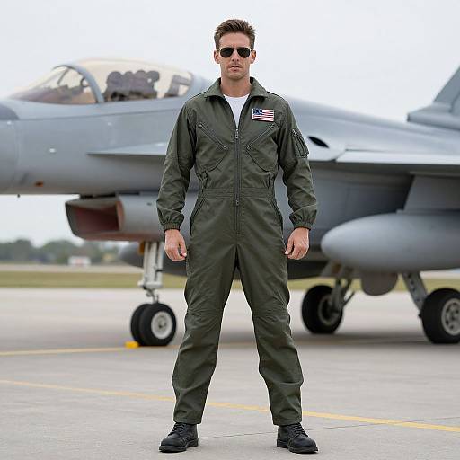 Man in Flight Suit with Jet
