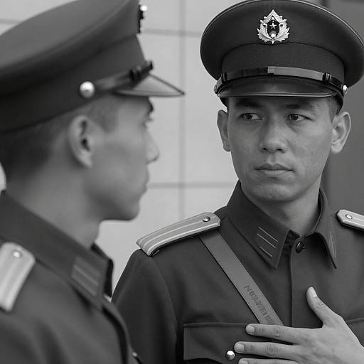 Black-and-White Portrait of Two Military Officers