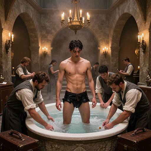 Medieval Bathhouse Luxury Scene