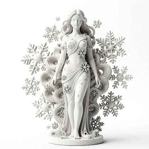 Whimsical White 3D Female Sculpture