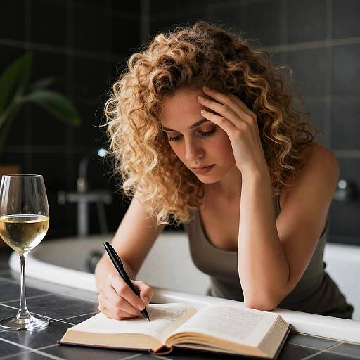 Contemplative Nude by the Bathtub