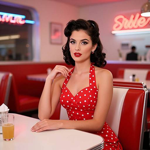1950s Vintage Diner Woman Portrait