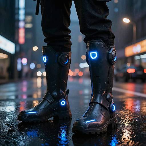 Futuristic Cyberpunk Armored Boots