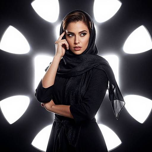Elegant Film Noir Hijab Woman