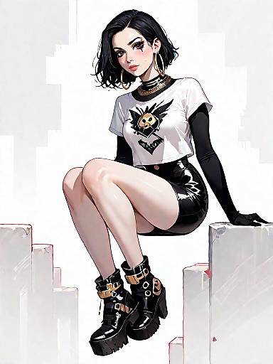 Stylish Urban Chic Woman Sitting