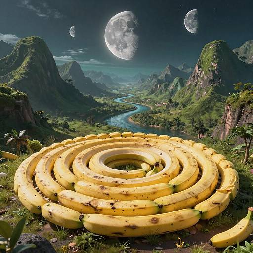 Surreal Banana Planet Landscape