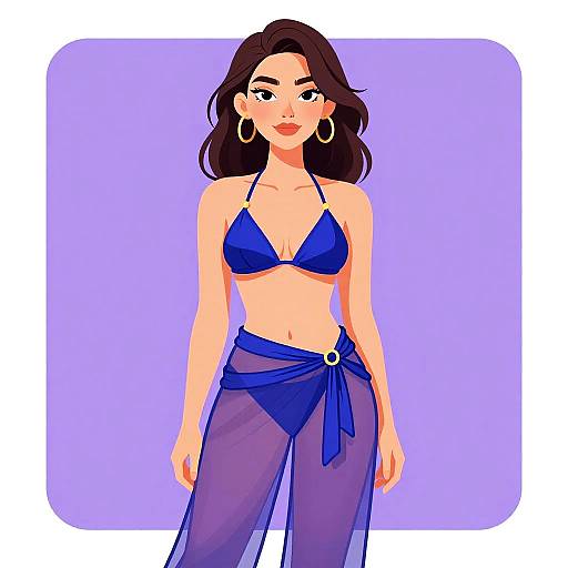 Bohemian Woman in Elegant Beachwear