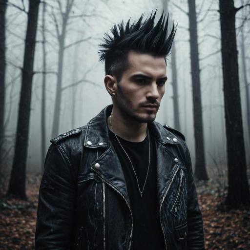 Man with Spiky Hair in Foggy Gothic Forest