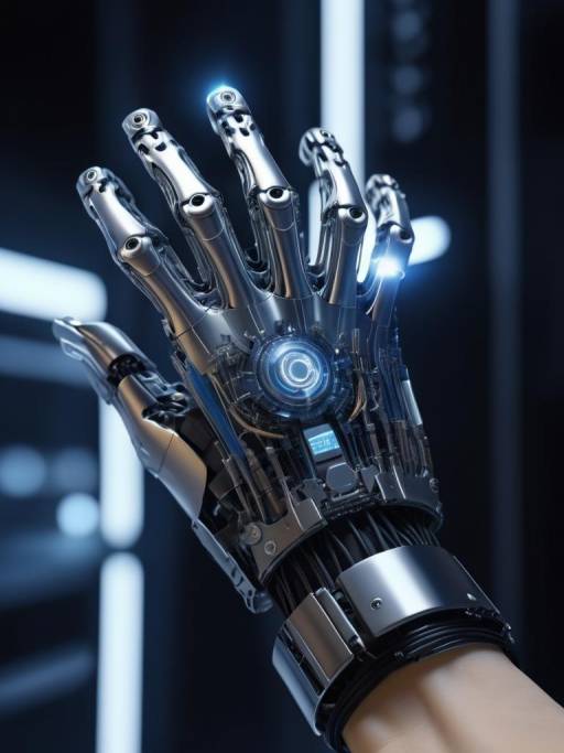 Photorealistic Cybernetic Prosthetic Hand Close-Up
