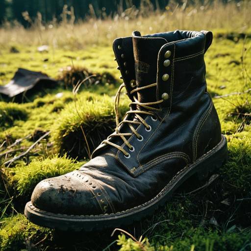 Worn Leather Boot on Mossy Ground