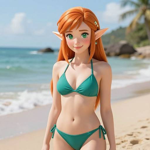 Diego Rivera Style Elf Girl Beach