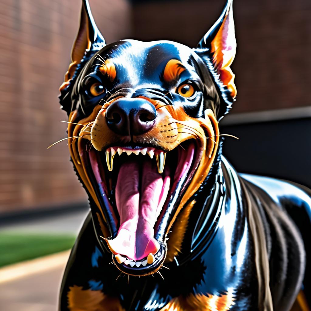 Intense Close-Up of an Angry Doberman