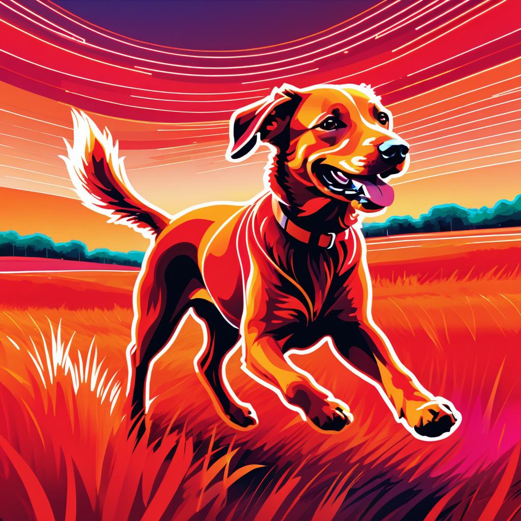 Dog Running in O'Keeffe's Colorful Style