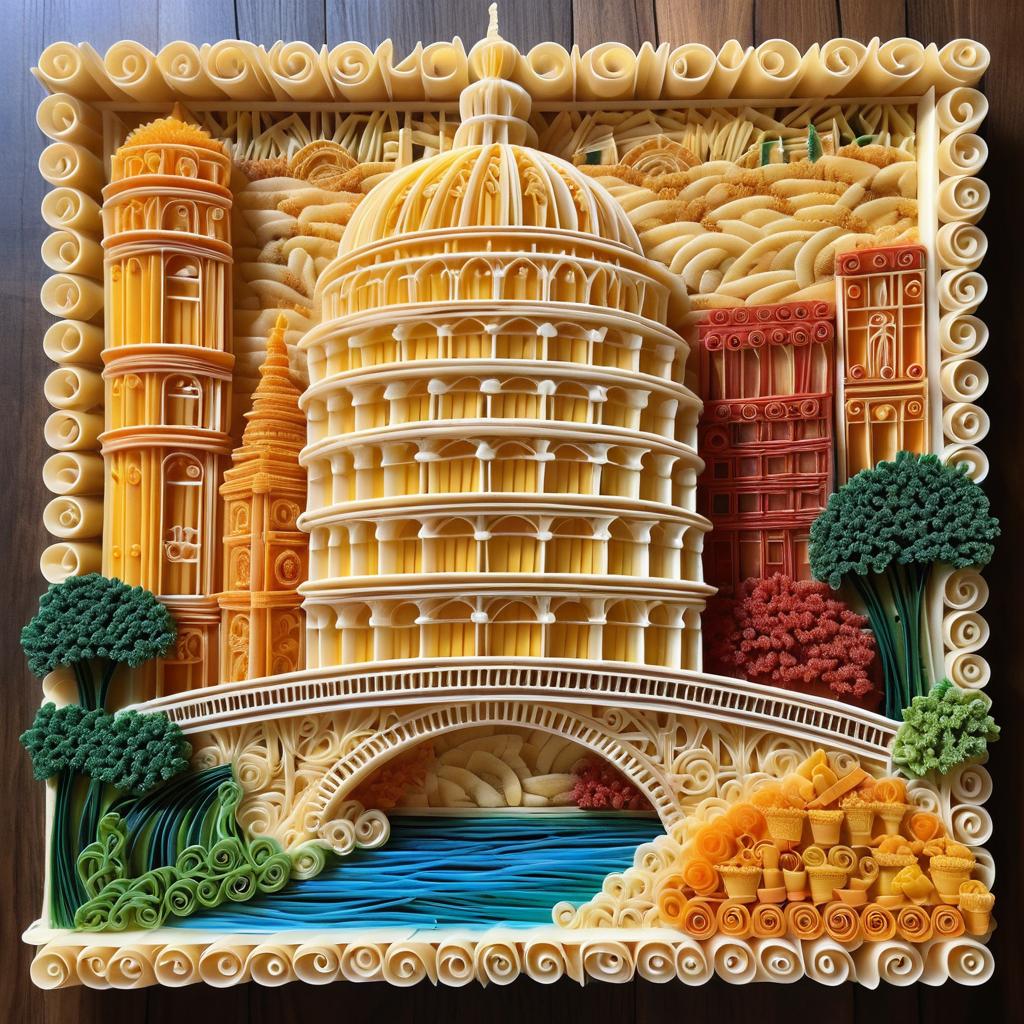 Pasta Mosaic Art of Famous Landmark