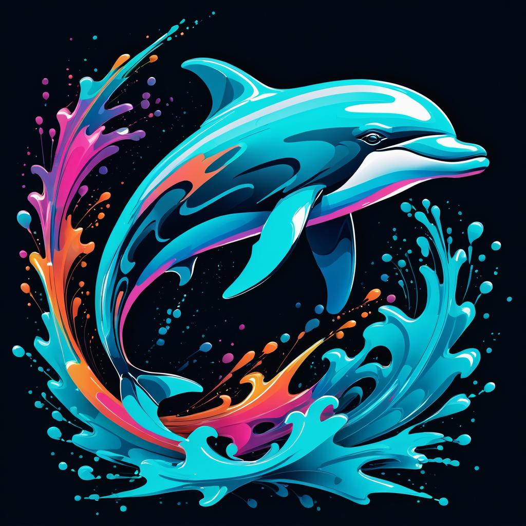 Dynamic Dolphin Graffiti T-Shirt Design