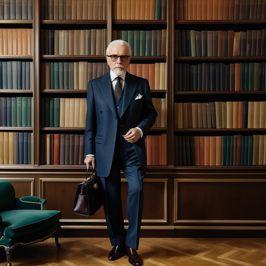 Sophisticated Elderly Man in Vintage Library