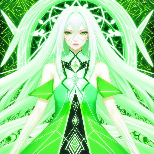 Illustration of Anceril sacred, shirokami project in the style of Shima-shuu