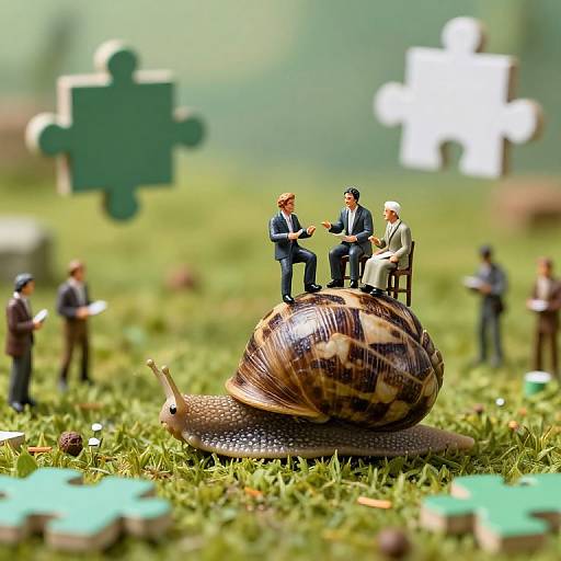 Miniature Philosophers on Snail Journey