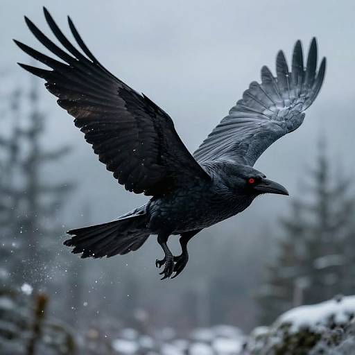 Norse Mythology Crow in Winter Forest