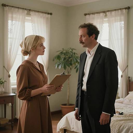 Vintage Interior with Elegant Characters