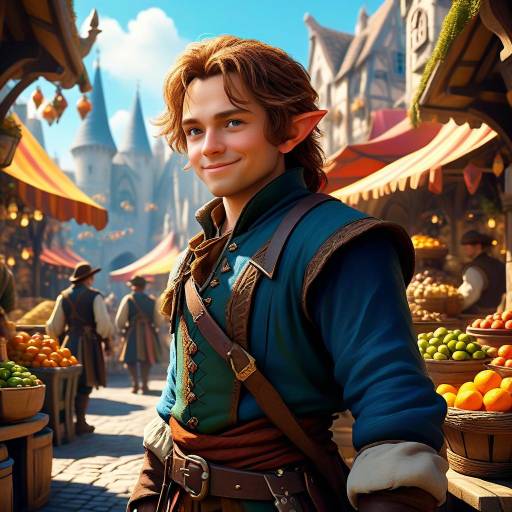 Fantasy Elf in Medieval Market