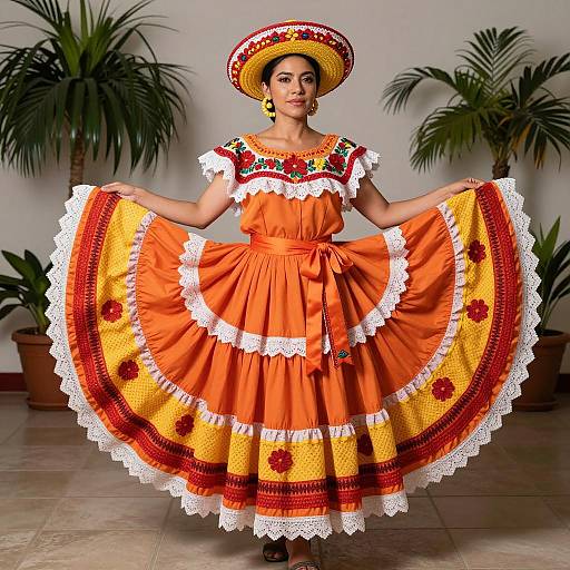 Vibrant Mexican Traditional Female Costume