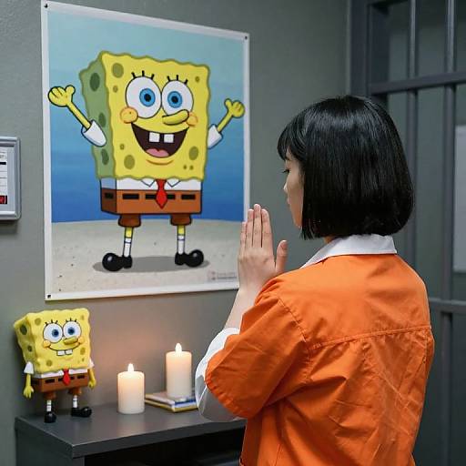 Praying Asian Girl in Prison Altar