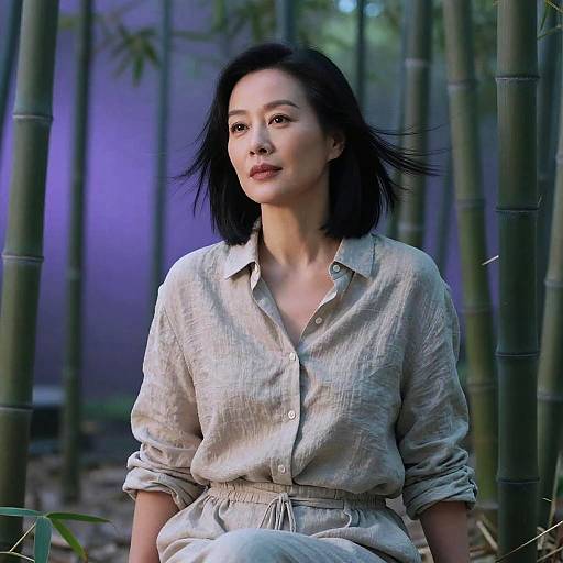 Hyperrealistic Portrait in Bamboo Grove