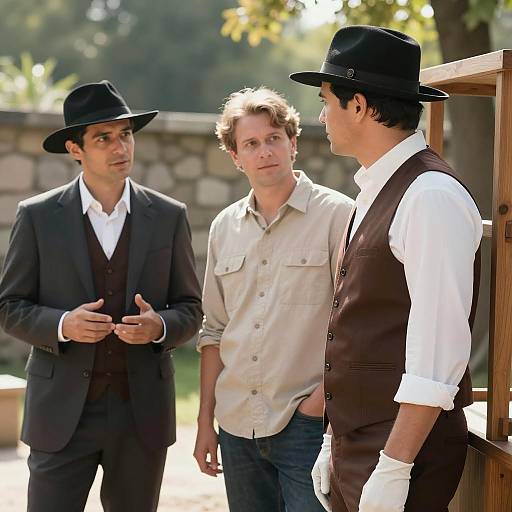 Three Men in Nature with Classic Attire