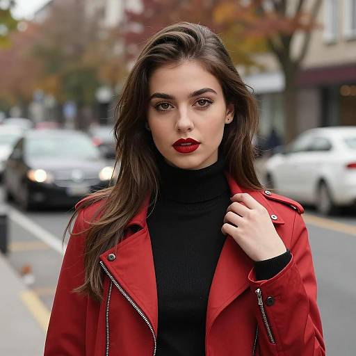 Stylish Young Woman in Autumn Street