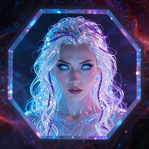 Luminescent Woman in Gel-Lit Supernova