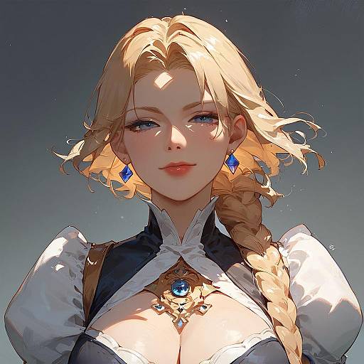 Blonde Woman with Single Braid Portrait