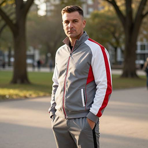 Confident Man in City Park at Golden Hour